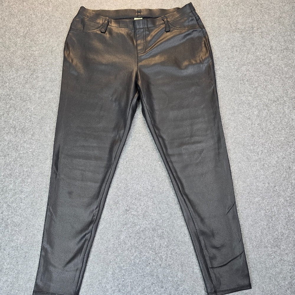 Faded Glory Leggings Pants Womens Large Black Faux Leather Stretch Skinny Leg